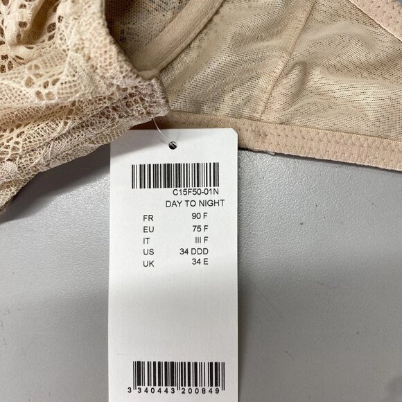 NEW CHANTELLE Women’s Day to Night Lace Unlined Demi Bra Nude Size 34 DDD - Picture 2 of 13
